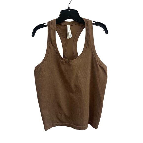 Athleta Brown Tank Metallic Knit Racerback Top Size Large - Picture 1 of 10